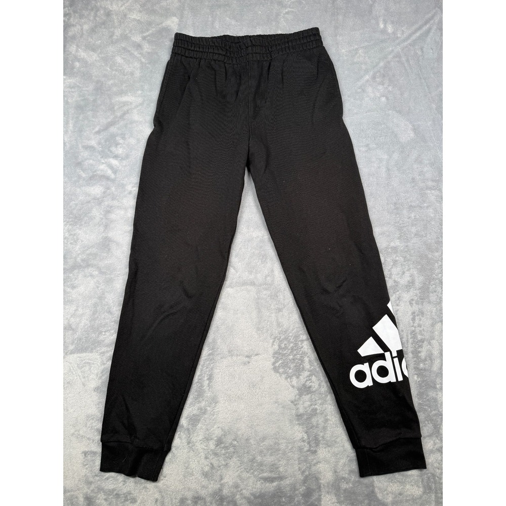 Adidas Sweatpants Boys 10/12 Black Sports Regular Fit Elastic Waist Pull On